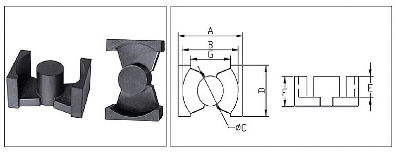 da bobina nucleo magnetico esqueleto pc40 02