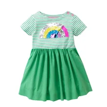 Новая детская одежда Хлопковое платье с короткими рукавами летние платья 6 шт./партия