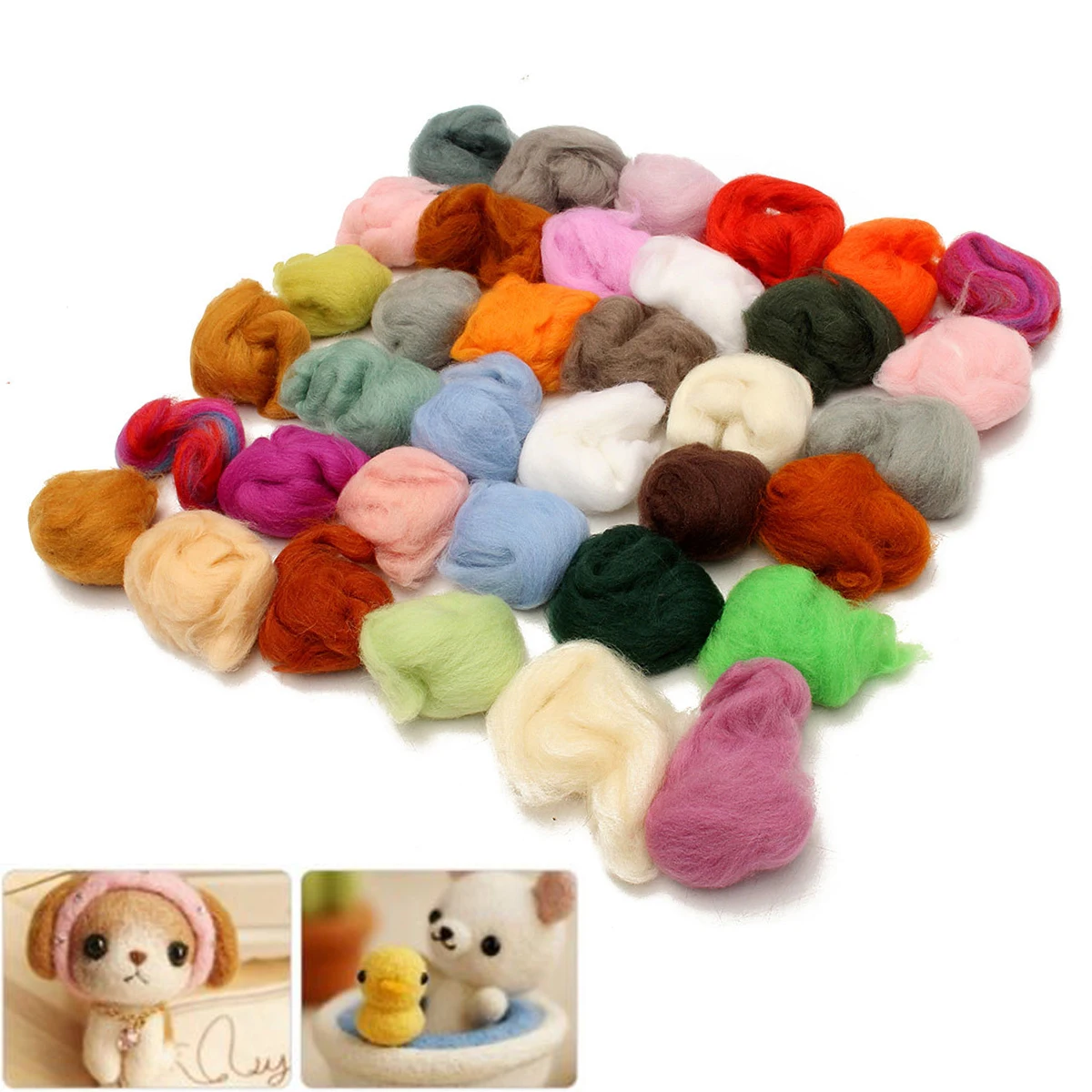 1 Set Newest 3g 36 Colors Merino Wool Fibre Roving For Needle Felting Hand Spinning