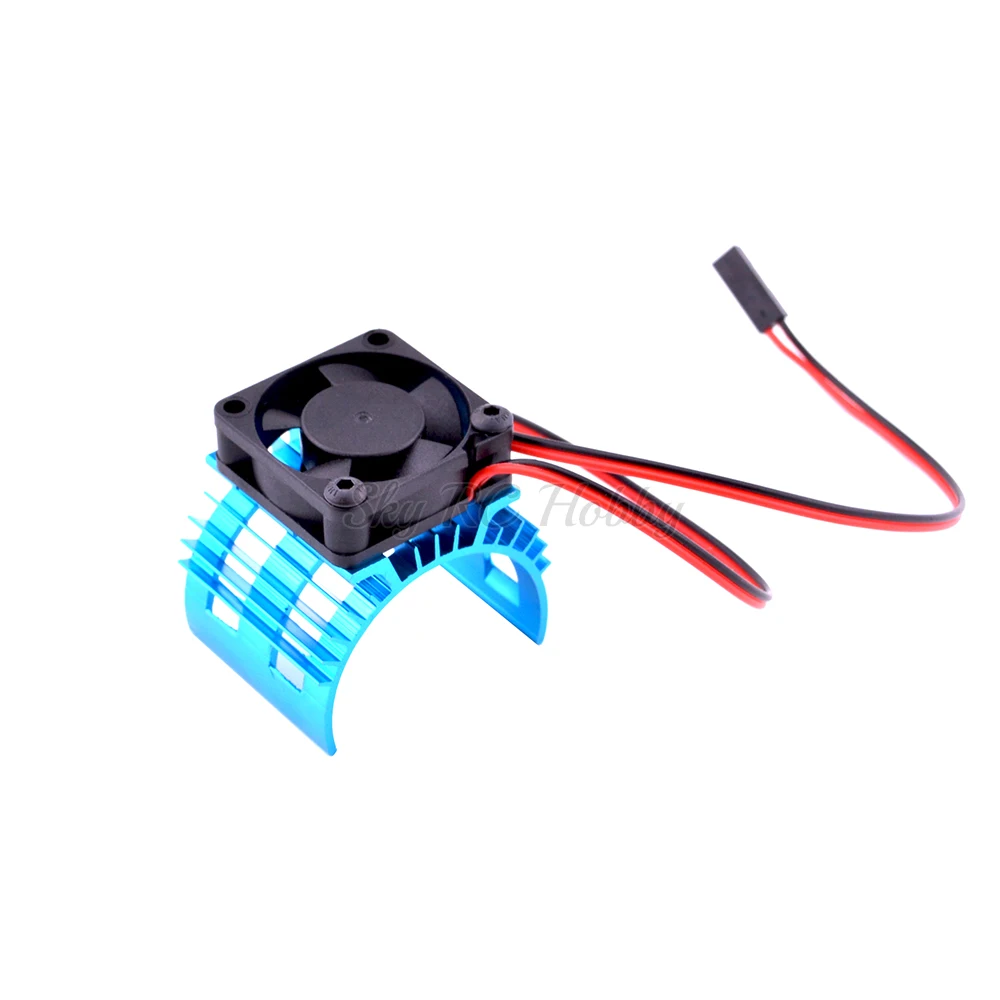 Blue RC Parts Electric Car brushless Motor Heatsink Cover + Cooling Fan for 110 HSP RC Car 540 550 3650 Size Motor Heat Sink (2)