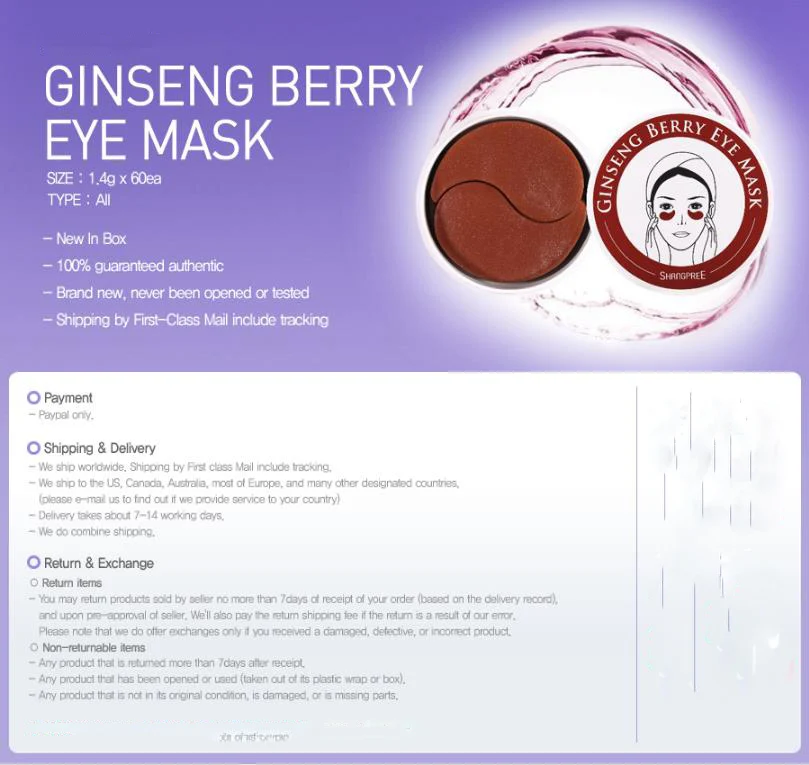Корейская косметика, женьшень, ягоды, маска для глаз, 60 шт., коллагеновая маска от темных кругов, увлажняющая маска для глаз, маска для сна