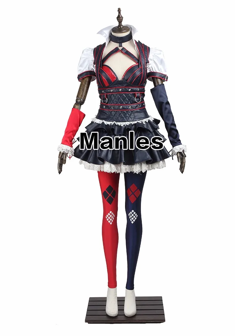 Harley Quinn Costume Cosplay Batman Arkham Knight Costume Fancy Dress Christmas Game Outfit Sexy Clown Suit Adult Women Any Size