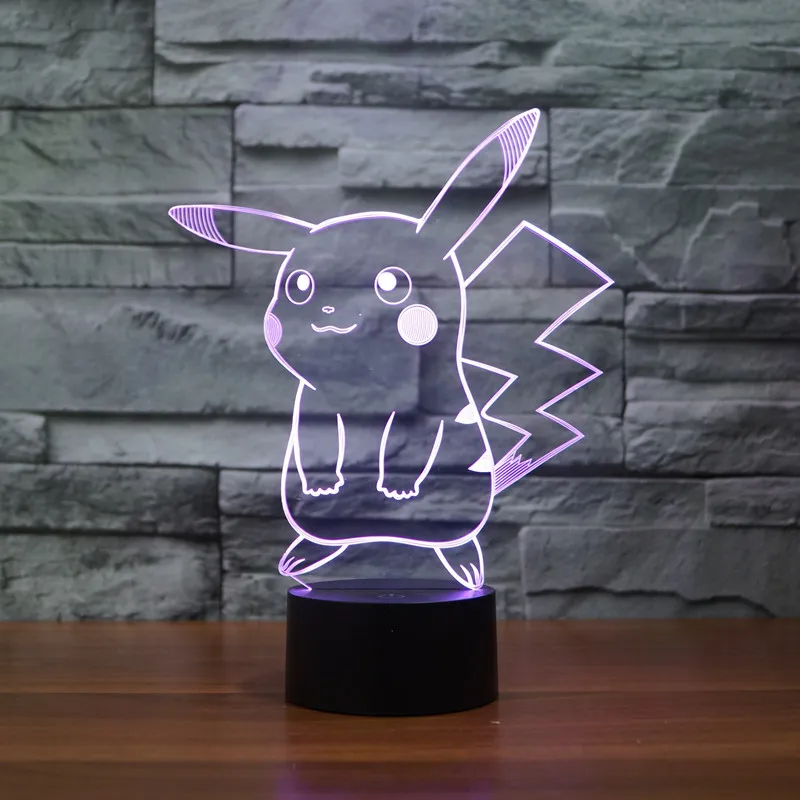 Необычные настольные лампы Luminaria светодиодные детские лампы Pokemon 3d светодиодный ночной Светильник ламинария де меса Led Usb 3d светильники