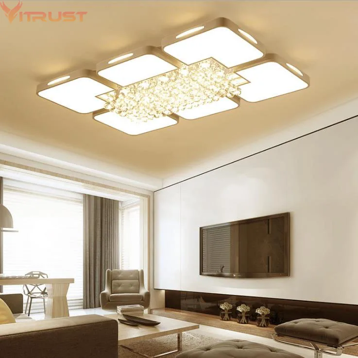 

VITRUST Modern Crystal Ceiling Lamps Lighting Fixture Plafonnier led Moderne Lamparas de techo Flush Mount Living Room BedDining