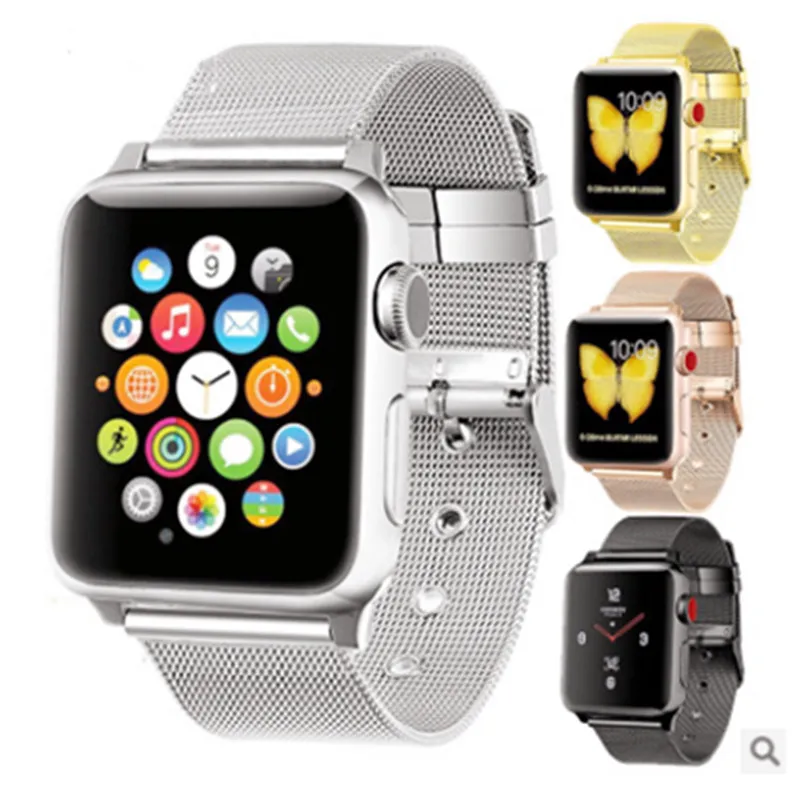 

Applicable To For Apple Watch Strap Fine Mesh Milan Nice Button Bracelet For Iwatch Metal Watch Strap