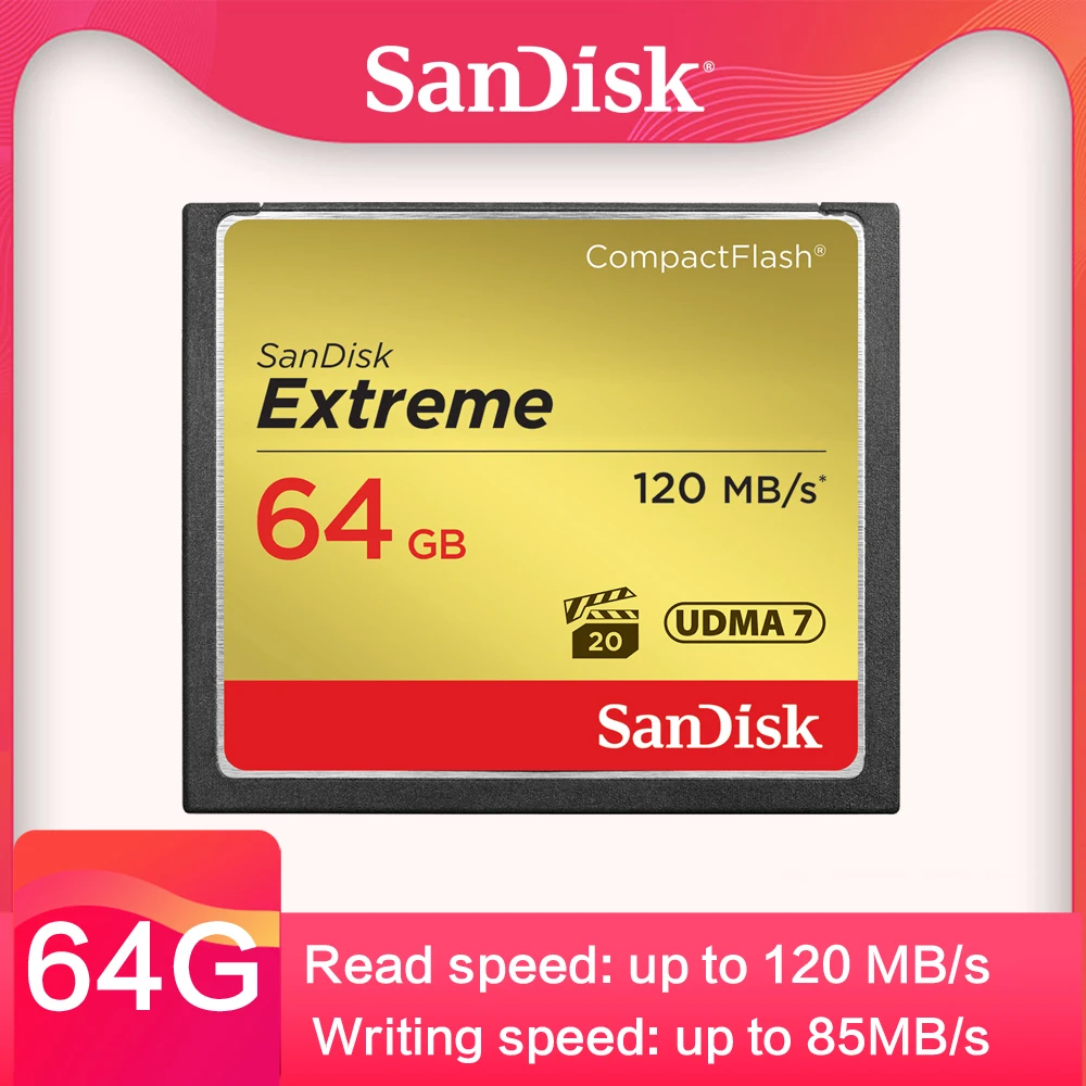SanDisk Extreme Compactflash памяти CF карта 64 GB 32 GB 16 GB 128 GB до 120 МБ/с. узнать Скорость для 4 K и Full HD видео