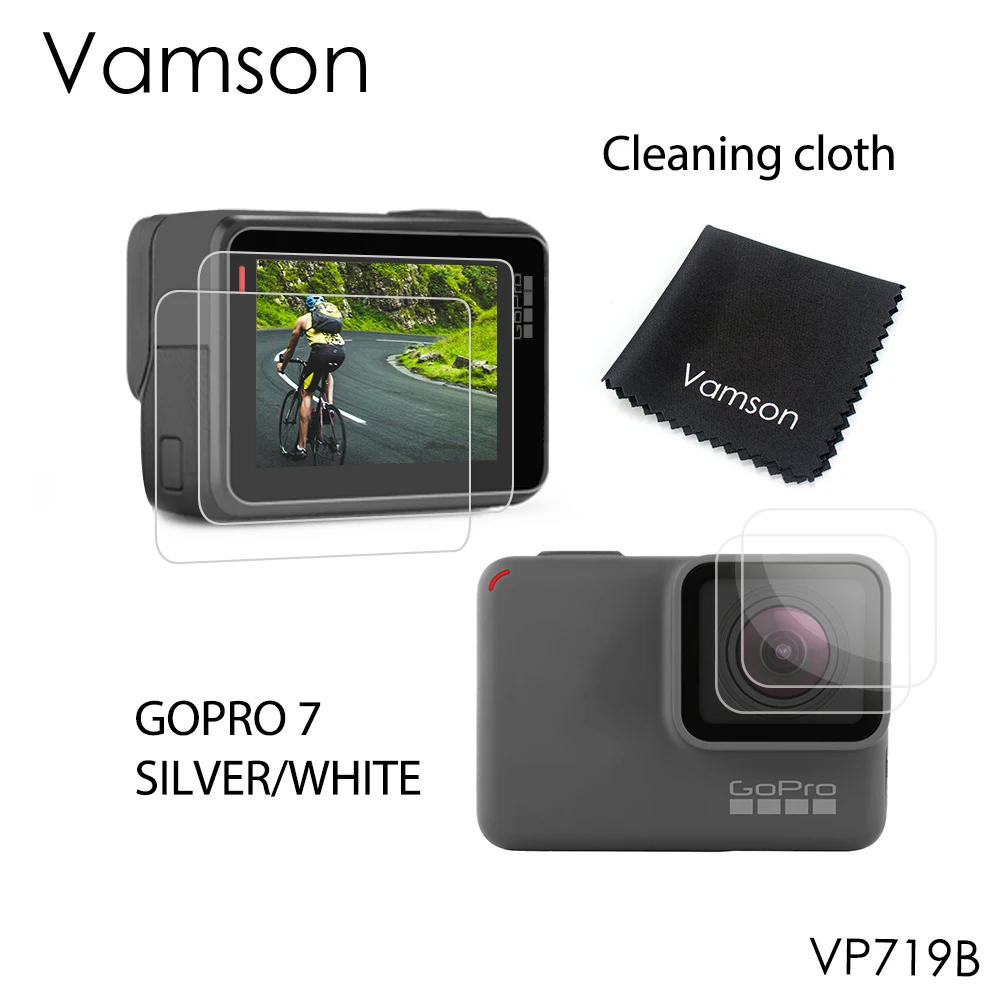 Vamson for GoPro Hero 7 Silver/White Camera Accessories Screen Protector Tempered Glass Lens LCD Screen Protective Film VP719