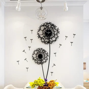 

3d Wall Clock Sticker Dandelion Flower Watch Home Decor Diy Living Room Saat Clocks Duvar Saati Home Decoration Accessories 5K52