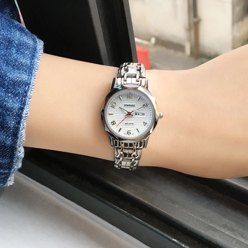 Goede OTS Saffier Venster Rvs Band Vrouwen Horloges Topmerk Quartz Horloge Vrouwen Jurk Armband Horloge Casual vrouwen Horloges