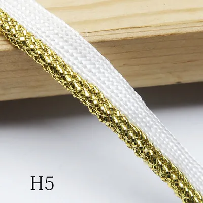 10 yards/lot White multi-style with gold wire braided ribbon rope gold edging flange trim accessories DN487 - Цвет: H5