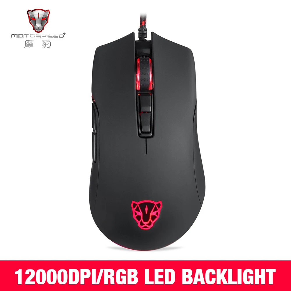 

Motospeed V70 Original Gaming Mouse RGB 12000dpi 7 Key Mouse PMW3360 Engine 250IPS Black color Multi-Color Back-light