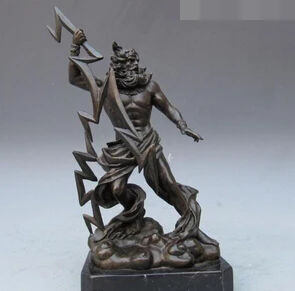 

007943 12 Western Pure Copper Bronze Marble Greece Myth Hephaestus God Of Forge Statue