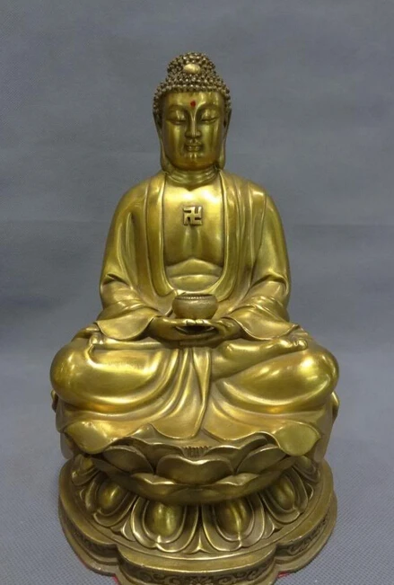 

JP S62 10" China Pure Brass Buddhism Shakyamuni Buddha Bowl Statue Tibet Sakkyamuni Discount 35%