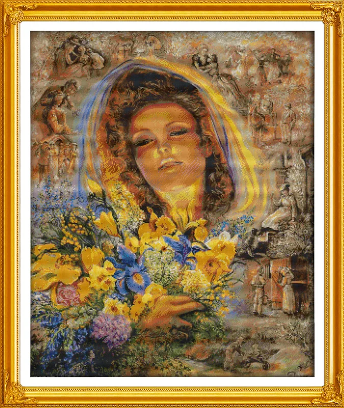 

Beautiful Women's memories Printed Canvas DMC Counted Chinese Cross Stitch Kits printed Cross-stitch set Embroidery Needlework