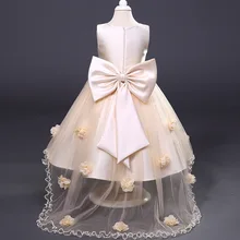 Кружевное платье принцессы с цветочным рисунком; элегантный костюм с вышивкой; детское свадебное платье; нарядная одежда принцессы для девочек; одежда для рождественских праздников