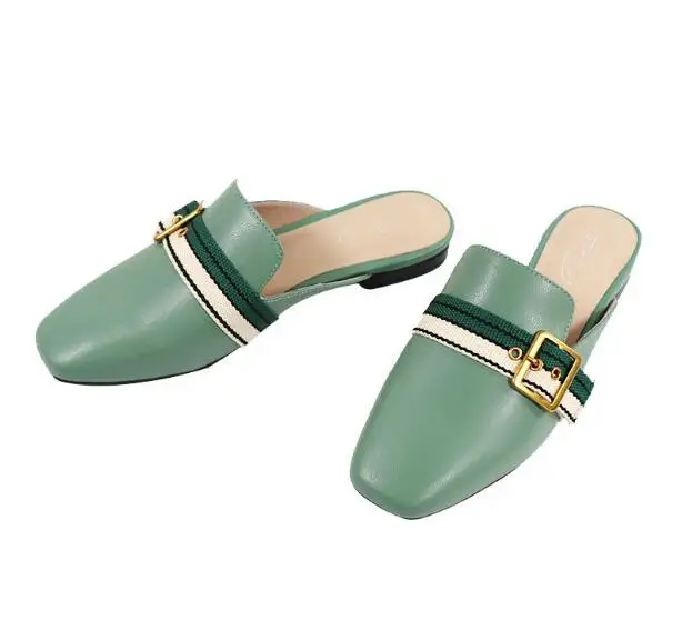 

Newest pantoufle femme mixed colors Mueller shoes low heels slides women outside casual shoes women 2022 summer chinelos