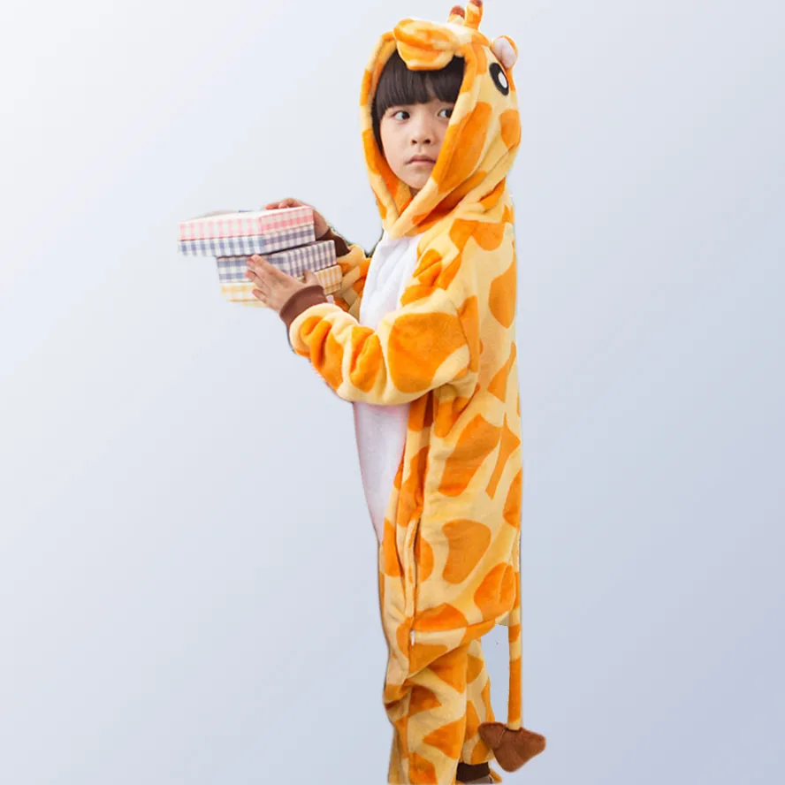 

Flannel winter christmas pajamas unicorn pajamas for girls cartoon animals Hooded sleepwear onesie Boy pyjamas kids