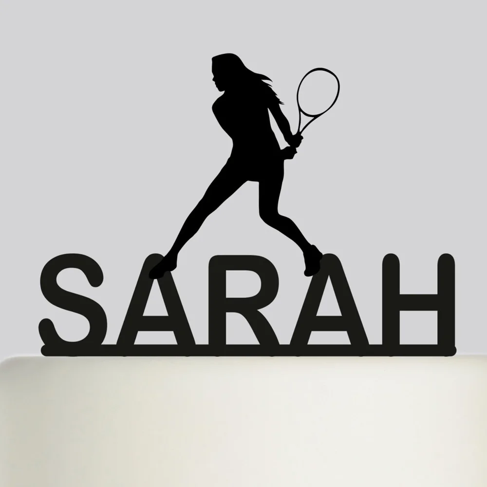 Personalized name Happy Birthday Cake Topper, Female Tennis Player with name Cake Topper,  Birthday Party  Decoration Supplies