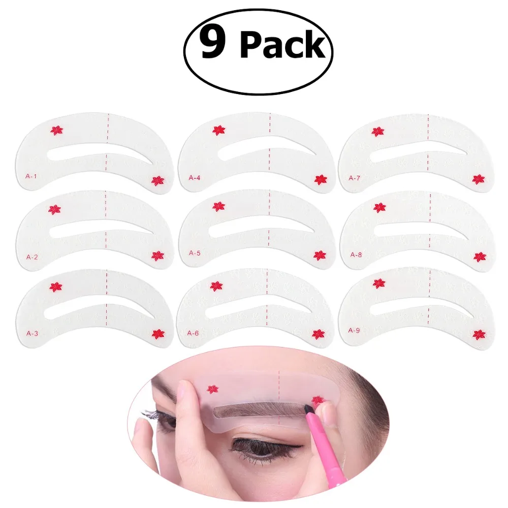 9pcs Pro Reusable Eyebrow Stencil Set Eye Brow DIY Drawing Guide Styling Shaping Grooming ...