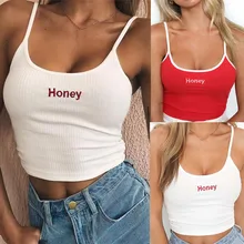 Женский сексуальный регулируемый наплечный ремень с круглым вырезом с надписью без рукавов укороченный Топ жилет с бретелькой на шее майка рубашка с полосатым принтом на одно плечо# EW