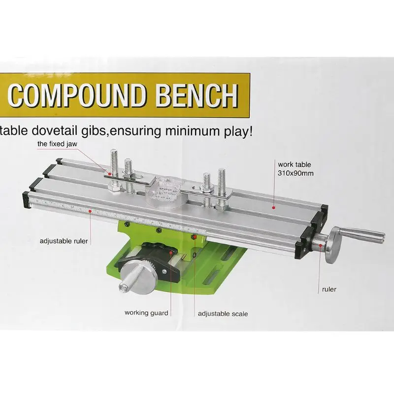 US Milling Compound Cross Sliding Bench Drill X Y-axis Adjustment Working Table