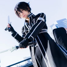 Sword Art онлайн Kirito Kazuto Kirigaya косплей костюм, полный набор(плащ перчатки рубашка с поясом трубчатые Топы