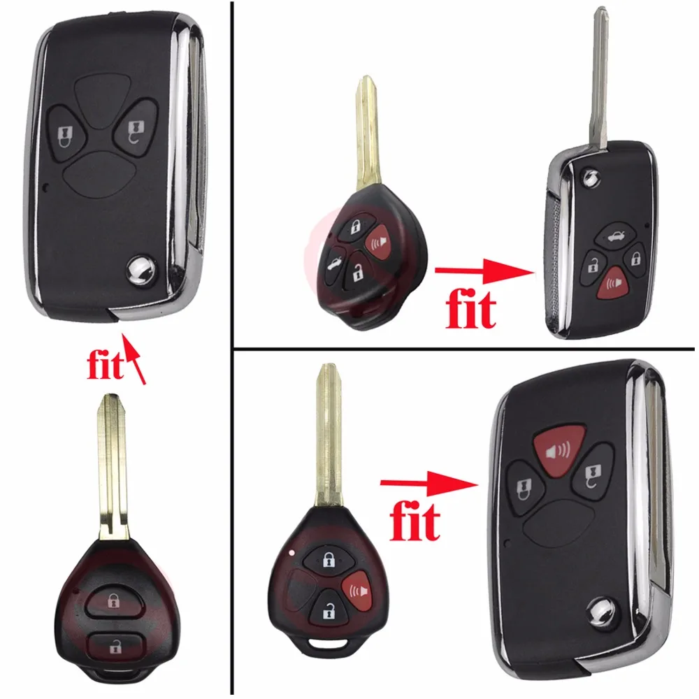 

jingyuqin 2/3/4 Buttons Flip Folding Remote Auto Car Key Case Shell Fob Replacement for Toyota Camry RAV4 Corolla PRADO YARIS