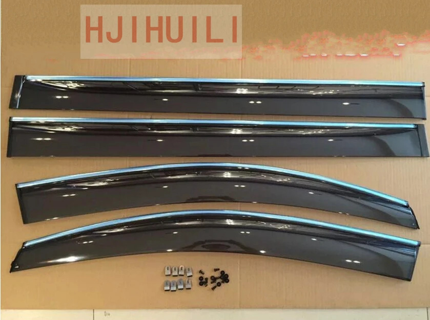 Chrome Stripes Window Visor Vent Shades Sun Rain Guard Deflector 4pcs Car Styling for Toyota Sienna 2014 2015 2016 2017 2018 Chrome Stripes Window Visor Vent Shades Sun Rain Guard Deflector 4pcs Car Styling for Toyota Sienna 2014 2015 2016 2017 2018