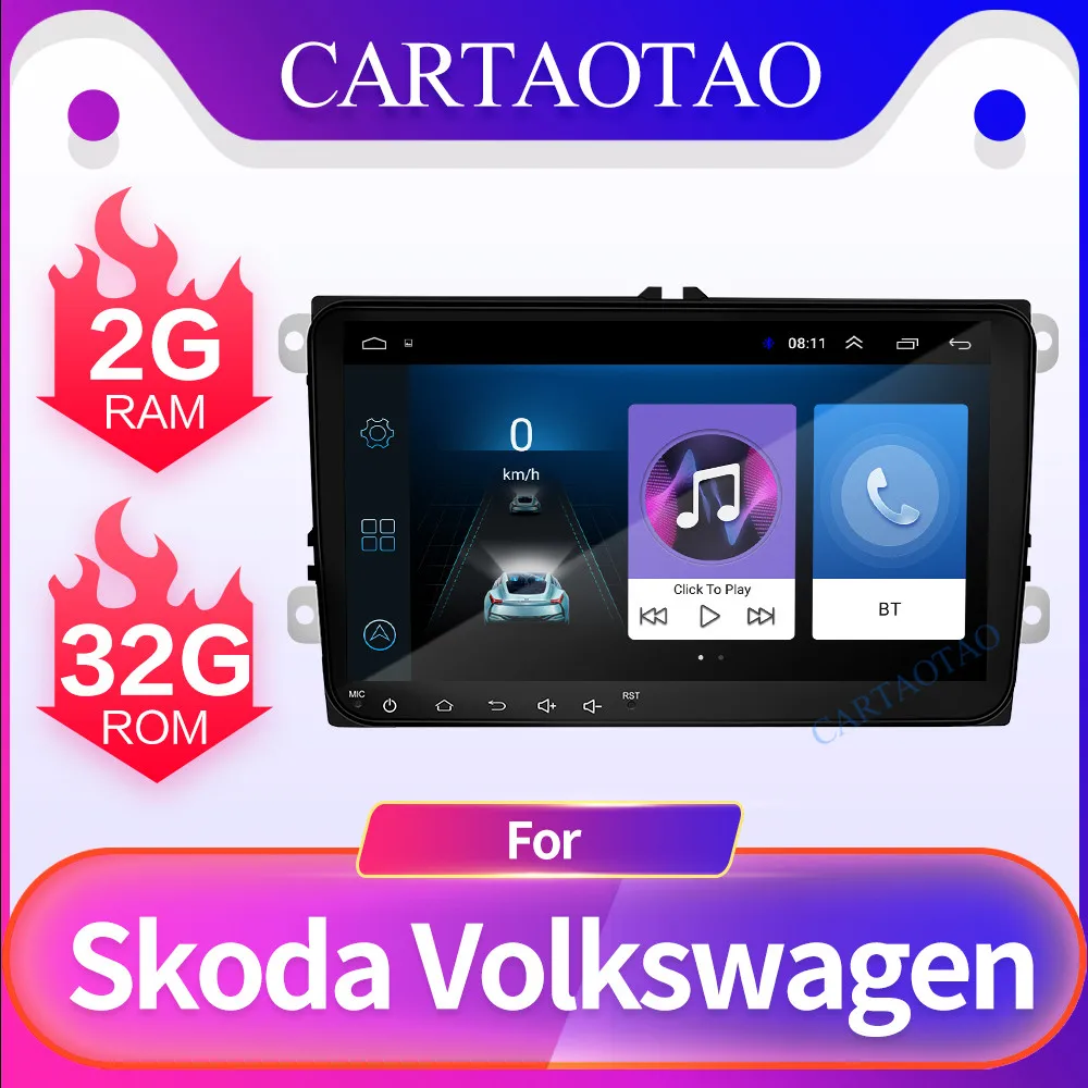 2din Android 8.1 OS Car DVD Player for Volkswagen with Car Radio GPS Navigation WIFI for Skoda Octavia/Touran/Golf/Polo/Lang Yi