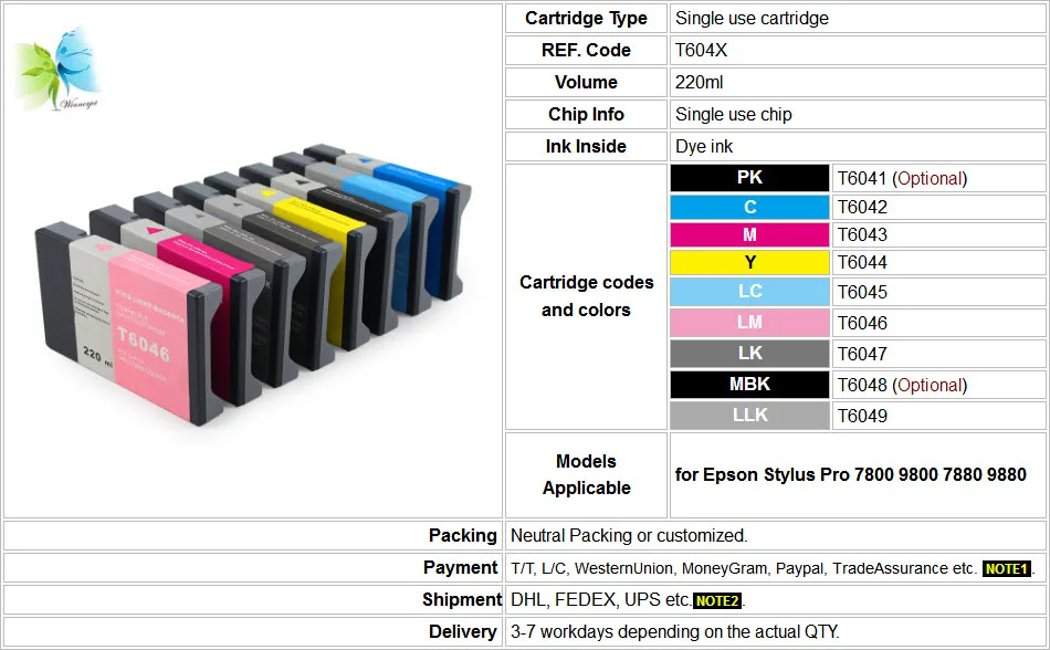 7880 9880 220ml dye ink