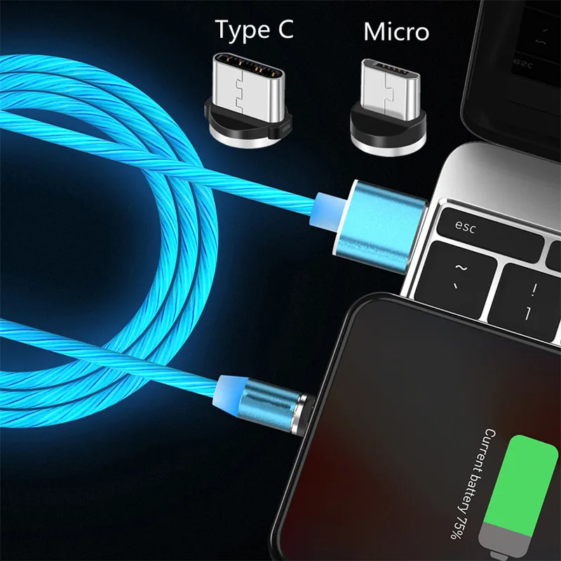 Магнитное зарядное устройство Huawei P Smart Z P20 lite P30 Pro Realme 3 2 LED Micro USB Type C для Samsung galaxy A50