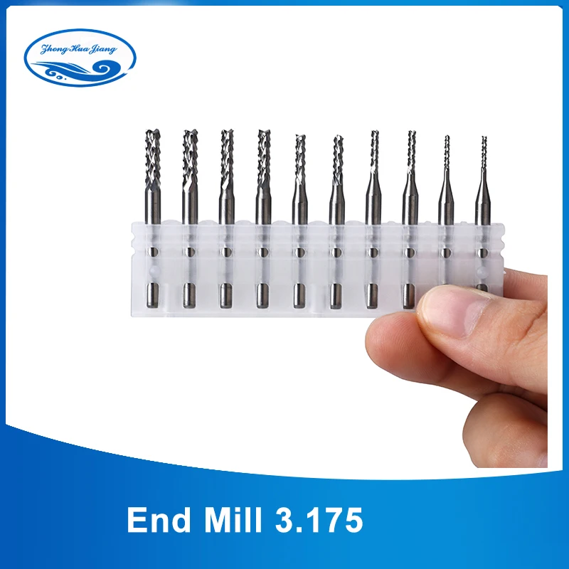 

10pcs 3.175 Diameter CNC End Mill Cutter Mini PCB Carbide Router Bits Kit Set For Milling Tools New