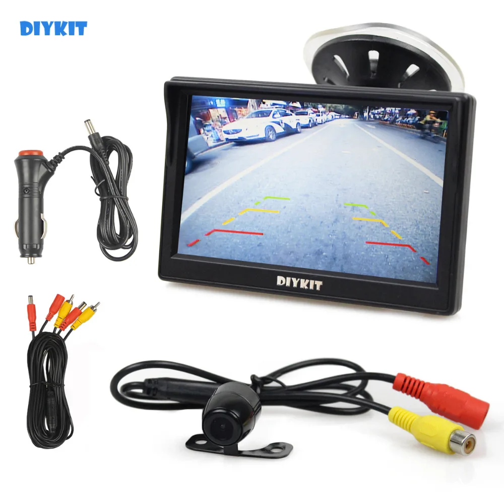 

DIYKIT 5" TFT LCD Color Rearview Display Monitor + Waterproof Reversing Backup Rear View Camera 2In1 Car Parking System Kit