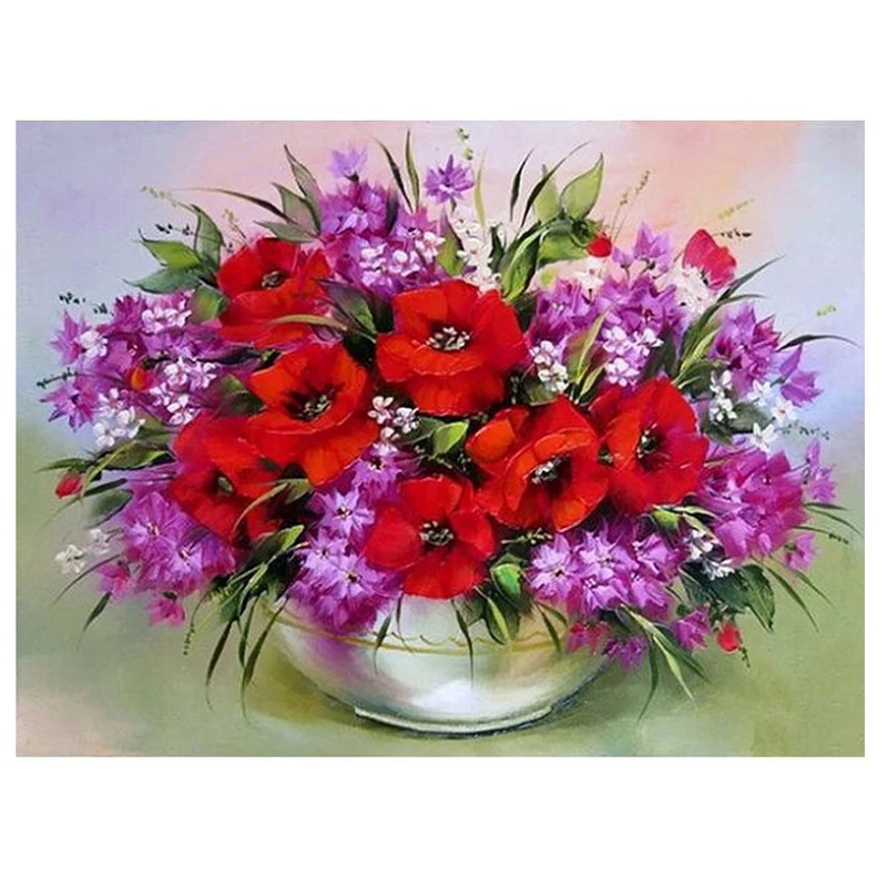 

3D DIY Diamond Painting Diamond Embroidery Red Flowers Decorative Vase Pictures Of Rhinestones Hobbies And Crafts Home Decor