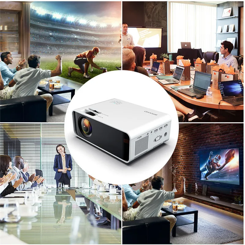 Черный Мини проектор HD 1080P светодиодный для домашнего кинотеатра Android Pico AV / VGA USB SD