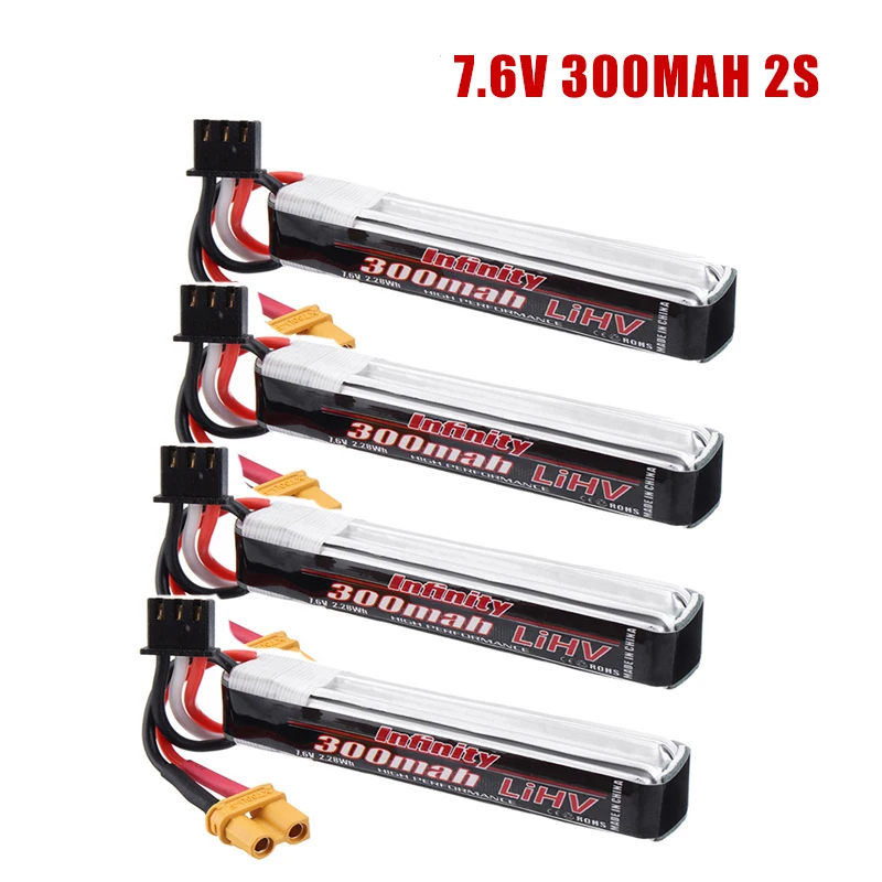 

1/2/4PCS AHTECH.6V 300mAh 60C 2S HV 4.35V Lipo Battery XT30 Plug for Infinity 7BETAFPV Whoop Quadcopter FPV RC Drone Spare Parts