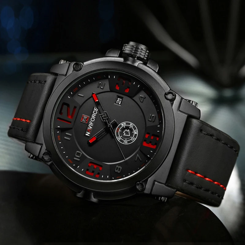 

Relogio Masculino NAVIFORCE Top Luxury Brand Men Sports Military Quartz Watch Man Analog Date Clock Leather Strap Wristwatch