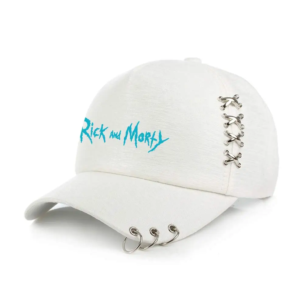 

Rick And Morty Men Baseball Cap OHCOMICS HipHop Metal Ring Punk Hat Outdoor Gorras Bone Casual Golf Snapback White Caps Kid