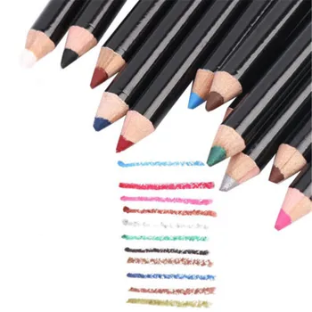 

12PCS/Lot Color/Black Make Up Beauty Pen Eyeliner Eye Liner Pencil Eyebrow Nice Cosmetics Eyes Makeup Stick Red Blue White Brown