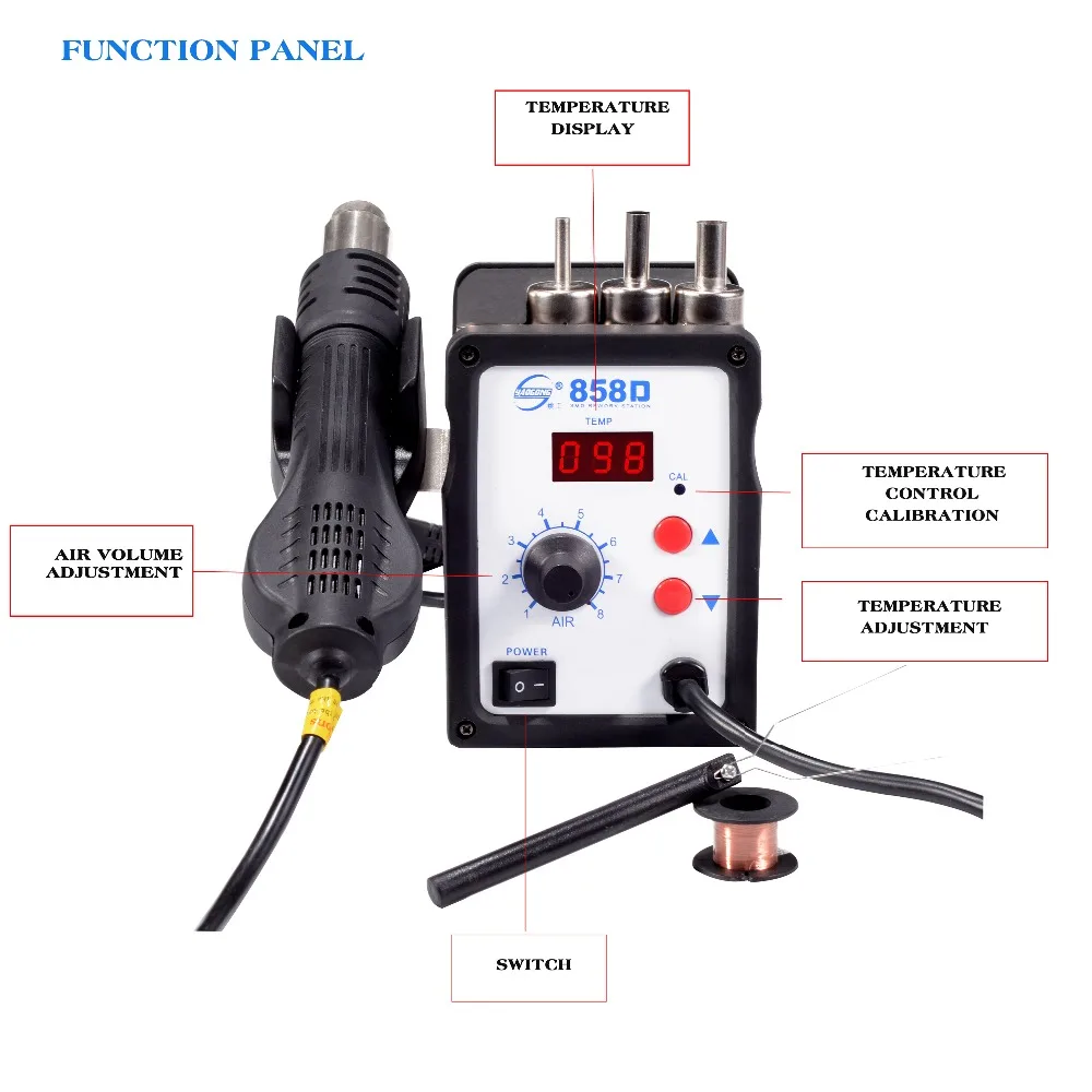 YAOGONG 858D ТЕРМОВОЗДУШНАЯ Паяльная Станция smd Паяльная Станция