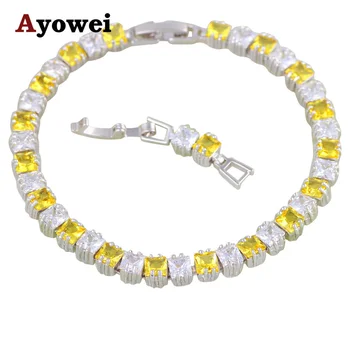 

Hot Sell Online Attactive Yellow Zircon Silver tone Jewelry Charm Bracelets for Women Best Gift Fashion Jewelry TBS1085A