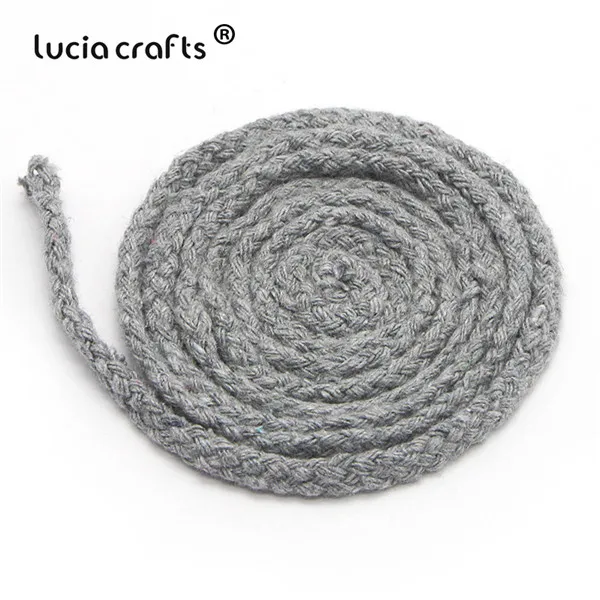 Lucia crafts, 5 м/22 м, разноцветные хлопковые шнуры, плетеная веревка, декоративный шнурок, шнурок, DIY, аксессуары для дома ручной работы W0210 - Цвет: C18 Light grey 5m