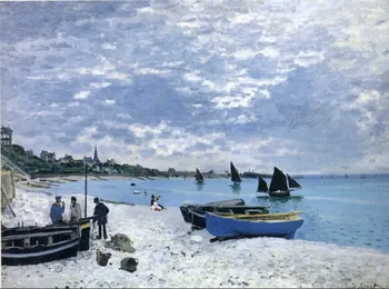 

High quality Oil painting Canvas Reproductions The Beach at Sainte-Adresse (1867) By Claude Monet hand painted