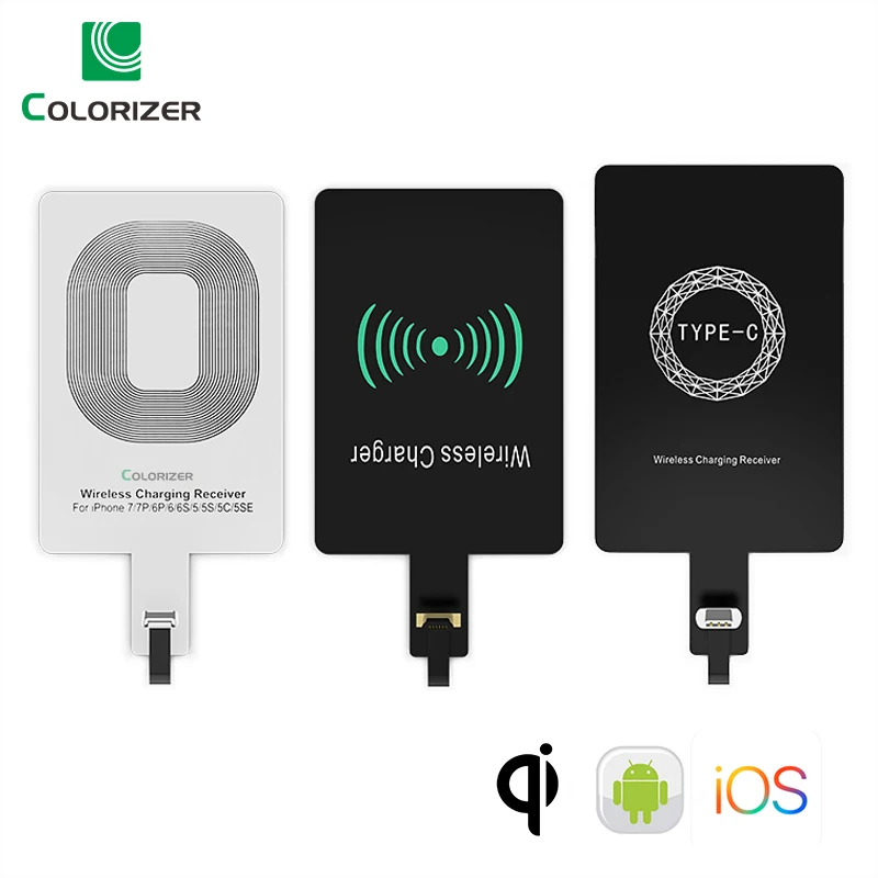 

Qi Wireless Charger Receiver For iPhone 5s SE 7 6 6s Plus Universal Wireless Charging Receiver Module For Micro USB Type-C Phone