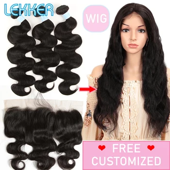 

Lekker Brazilian Free Customized Wigs For Women Lace Front Human Hair Wigs By Remy Body Human Hair Bundles With Frontal Closure