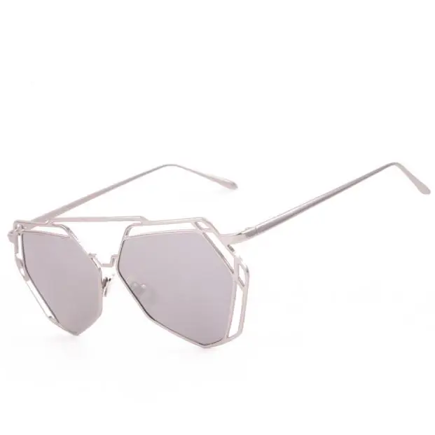 Двухлучевые геометрические дизайнерские женские зеркальные очки в металлической оправе, очки кошачий глаз, модные аксессуары, очки для женщин/мужчин, анти-УФ