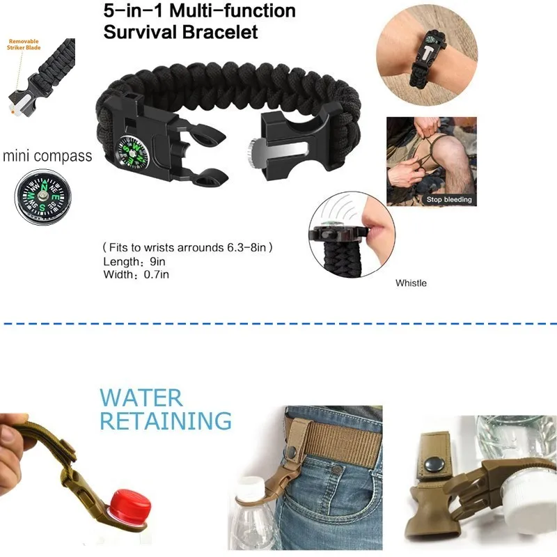 13 in 1 survival Gear kit Set Outdoor Camping Travel Survival Products EDC Tool Emergency Supplies Tactical Tools for Wilderness