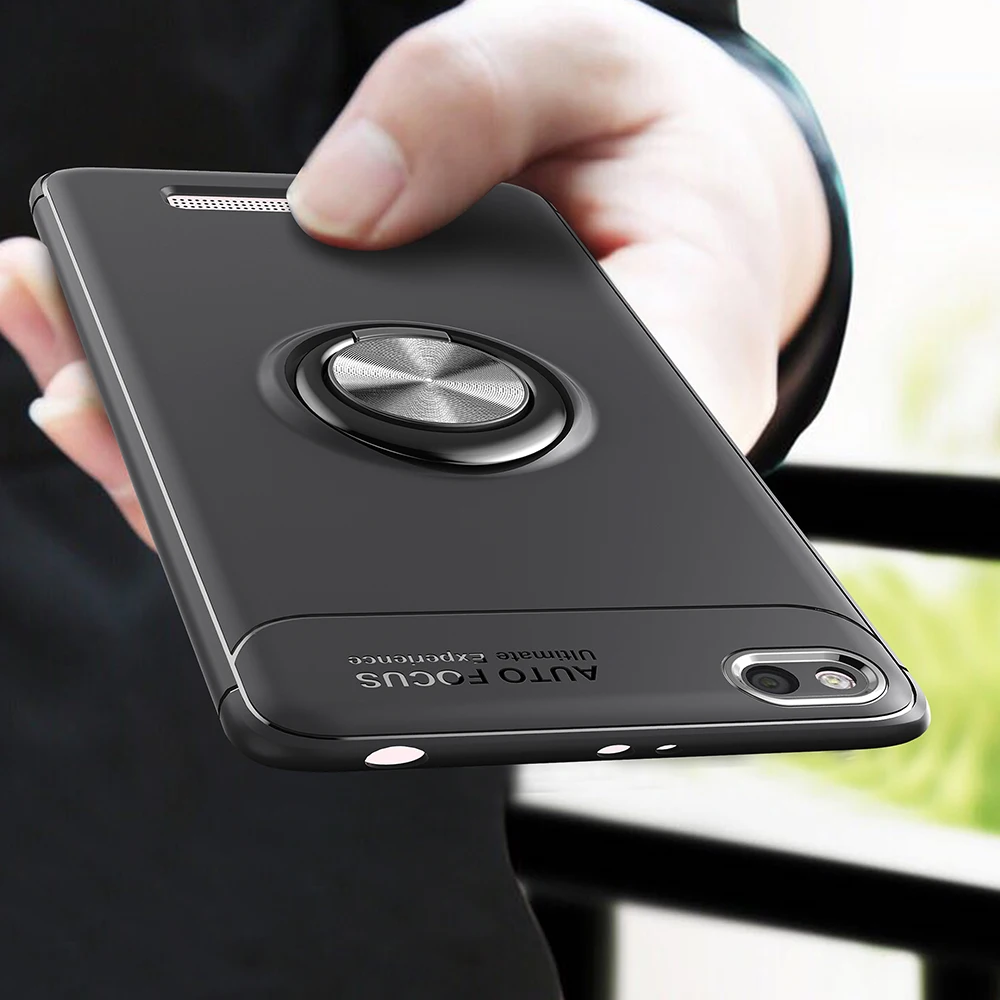 

AXBETY For redmi 4a Case Magnetic Car Holder case sFor xiaomi redmi 4a 360 rotation Ring Cover Ultra Slim silicon TPU case