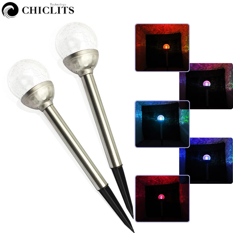 

Chiclits New LED Solar Night Lighting Lamp 4pcs Solar Energy of Color Change Stainless steel Lights for Outdoor Gardens Lawn