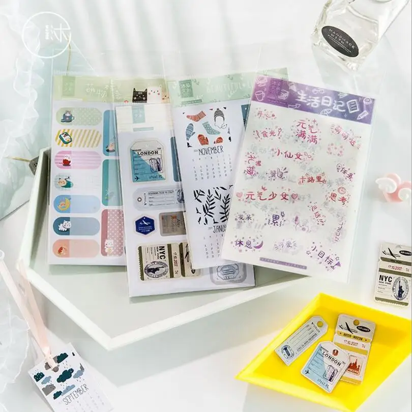 

3pcs Journal cute diary korean 2019 Calendar decorative stickers Label Stickers scrapbooking japanese stationery School Supplies